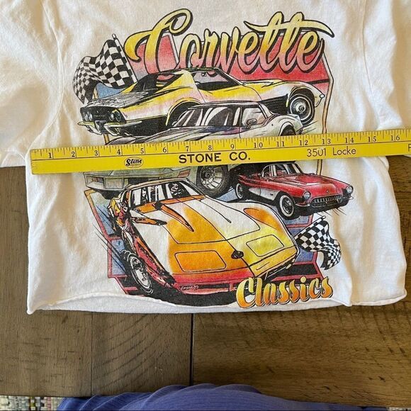 Chemistry Corvette Cropped T-Shirt, White with Multi Color Graphic - Small - Picture 4 of 7